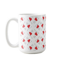 Red Love Hearts and Swirls Coffee Mug mugs