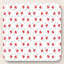 Red Love Hearts and Swirls cork coaster set cork coasters