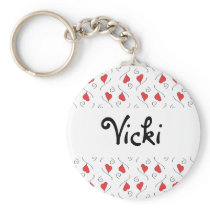 Red Love Hearts and Swirls Custom Name Keychain keychains