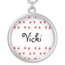 Red Love Hearts and Swirls Custom Name Necklace necklaces