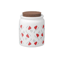 Red Love Hearts and Swirls cute candy jar candy jars