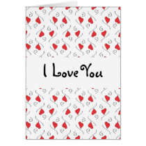 Red Love Hearts and Swirls I Love You Card cards