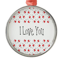 Red Love Hearts and Swirls I Love You Ornament ornaments