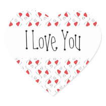 Red Love Hearts and Swirls I Love You Stickers stickers