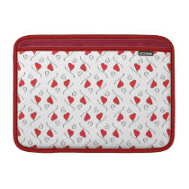 Red Love Hearts and Swirls Macbook Air sleeve ipad sleeves