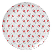 Red Love Hearts and Swirls Pattern Plate plates
