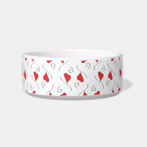 Red Love Hearts and Swirls Pet bowl pet bowls