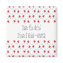 Red Love Hearts and Swirls Save the Date Magnet magnets