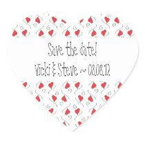 Red Love Hearts and Swirls Save the Date Stickers stickers