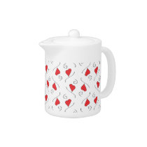 Red Love Hearts and Swirls Teapot teapots