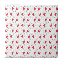 Red Love Hearts and Swirls tile or trivet tiles
