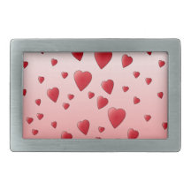 Red Love Hearts Pattern. Belt Buckle