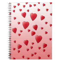Red Love Hearts Pattern. Note Books