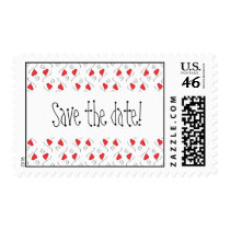 Red Love Hearts Save the Date postage stamps stamps