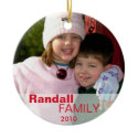 Red love joy peace sign custom photo family name ornament