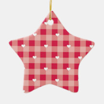 Red love pattern with hearts christmas tree ornaments