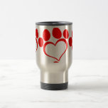 RED LOVE PAW PRINT ANIMALS CAUSES PETS CARING MOTI mugs