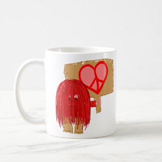 Red love peace mug