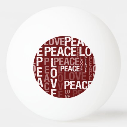 Red Love Peace Typography Ping-Pong Ball