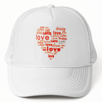 Red love word cloud hat