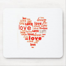 Red love word cloud mousepads