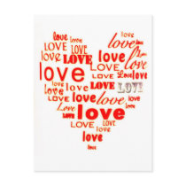 Red love word cloud postcard
