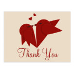 Red Lovebirds Thank You Greeting Postcard postcards