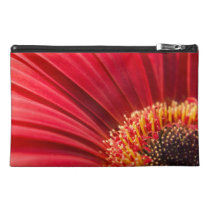Red Macro Gerbera Daisy Flower Travel Accessory Bags