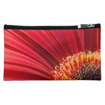 Red Macro Gerbera Daisy Flower Cosmetic Bag