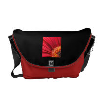 Red Macro Gerbera Daisy Flower Messenger Bags