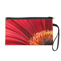 Red Macro Gerbera Daisy Flower Wristlet Purse