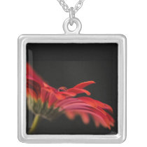 Red Macro Gerbera Flower Personalized Necklace