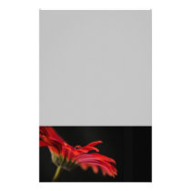 Red Macro Gerbera Flower Personalized Stationery