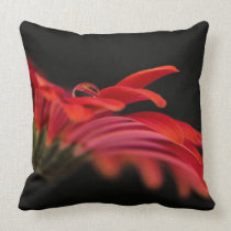 Red Macro Gerbera Flower Throw Pillows