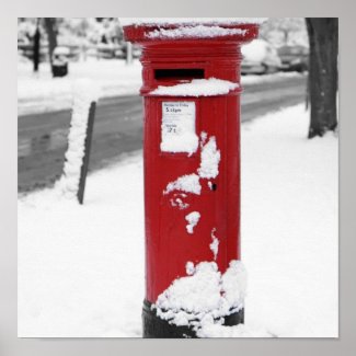 Red Mail Box in the Snow