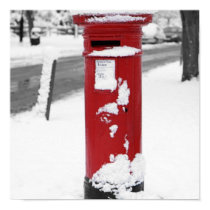 Red Mail Box on a Snowy Day Print