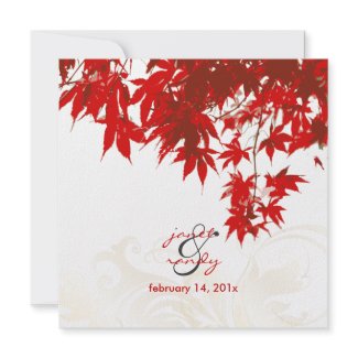 Red Maple Leaves/fall wedding/diy background color Invites