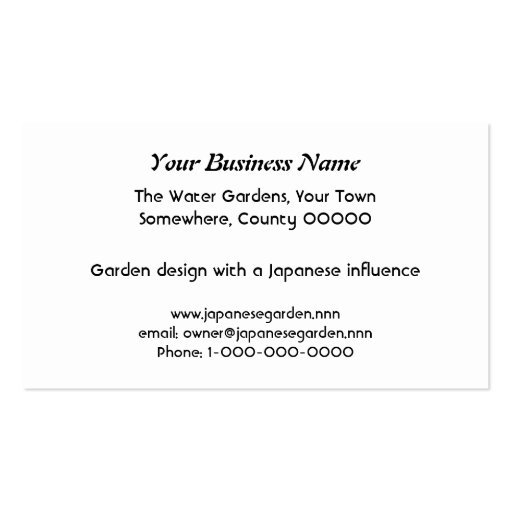 Red maple reflections garden design business card (back side)