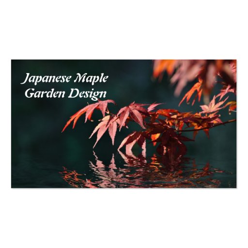 Red maple reflections garden design business card (front side)