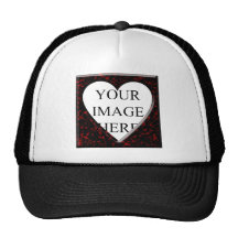 Red Marble Square Frame with Heart Hats