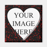 Red Marble Square Frame with Heart Refrigerator Magnet