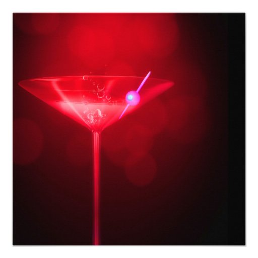 Red Martini Womans 40th Birthday Party Invite