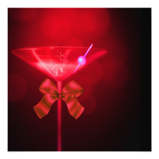 Red Martini Womans Any Number Birthday Party Invites