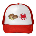 Red Maryland Crabs Crab Cake Seafood Food Hat