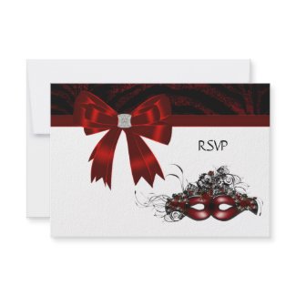 Red Mask Masquerade Party Sweet 16 RSVP invitation