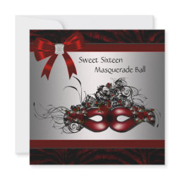 Red Mask Sweet 16 Masquerade Party invitation