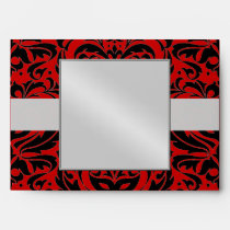 Red Masquerade Black Damask Halloween Envelope