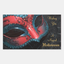 Red Masquerade Mask Halloween Party Stickers