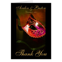 Red Masqurade Mask Thank You Note Card