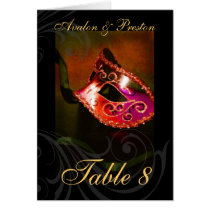 Red Masqurade Swirl Table Number Card